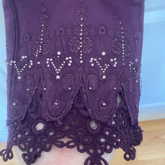 LAURA purple embellished hems jeans with lace and rhinestones - Picture 4 of 9